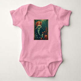 Body Para Bebê Sereia de Desenho Animado na Praia Tema Oceânico A