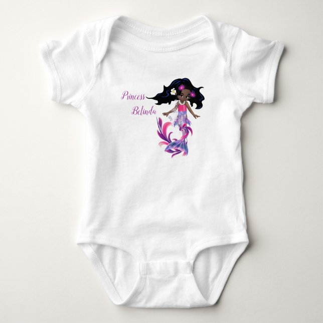 Body Para Bebê Sereia Mágica Rosa com Redemoinho (Frente)