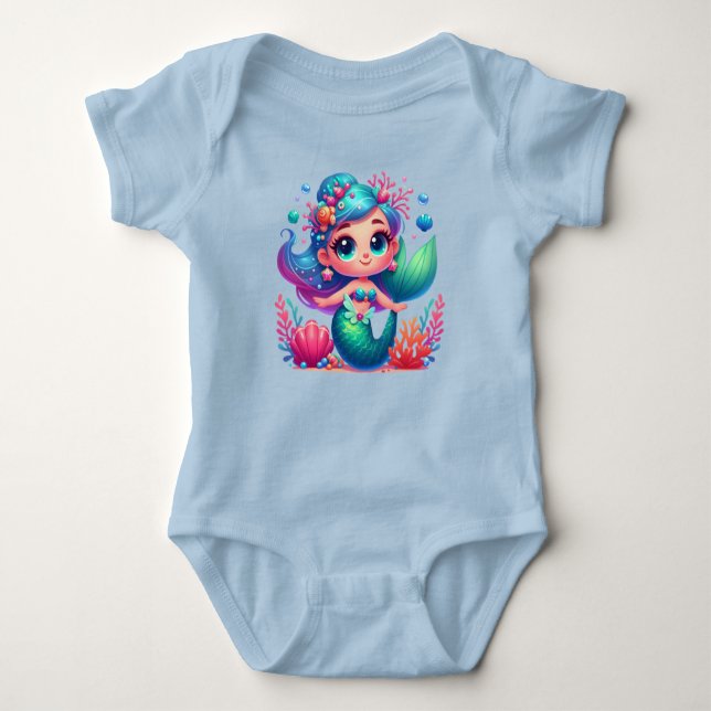 Body Para Bebê Sereia submarina fofa (Frente)