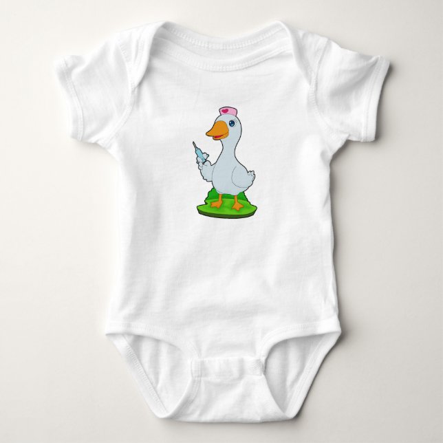 Body Para Bebê Seringa de Enfermeira de Pato (Frente)