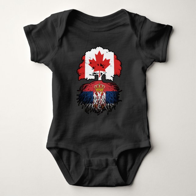 Body Para Bebê Sérvia Sérvio Canadense Canadá Árvore Bandeira (Frente)