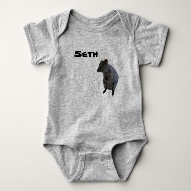Body Para Bebê Seth Nome Com Quokka Australiano, Bodysuit de Bebê (Frente)