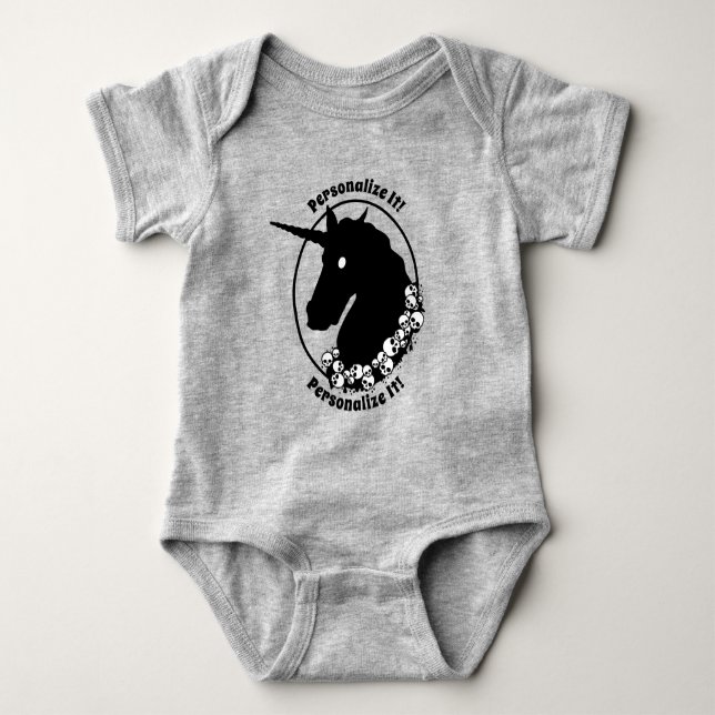 Body Para Bebê SEU TEXTO Zombie Unicorn (Frente)