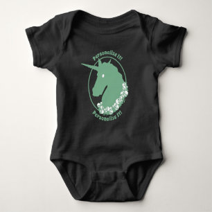 Body Para Bebê SEU TEXTO Zombie Verde Unicorn