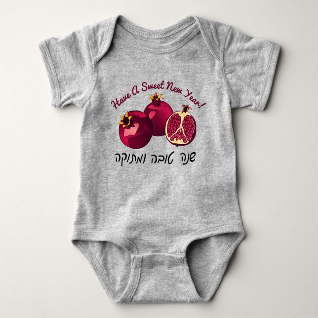 Body Para Bebê Shanah Tovah Pomegranate (Frente)