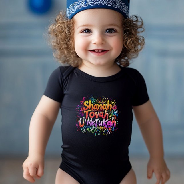 Body Para Bebê ✡️ Shanah Tovah U'Metukah (✡️ Shanah Tovah U'Metukah Baby Bodysuit)