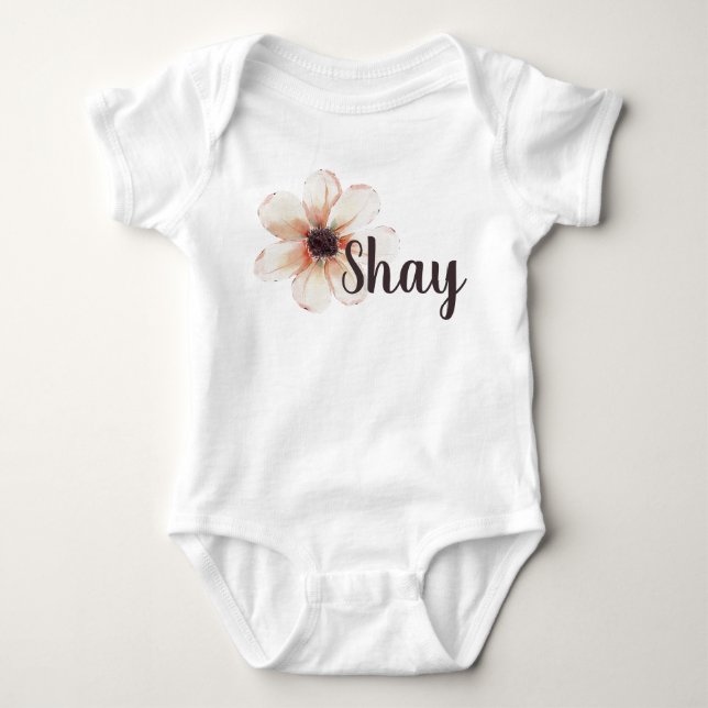 Body Para Bebê Shay Name Baby Girls Reveal Newborn Flower (Frente)
