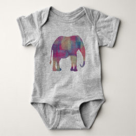 Body Para Bebê Silhueta de elefante abstrato púrpura de Pastel