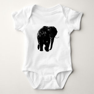 Body Para Bebê Silhueta de Elefante Preto