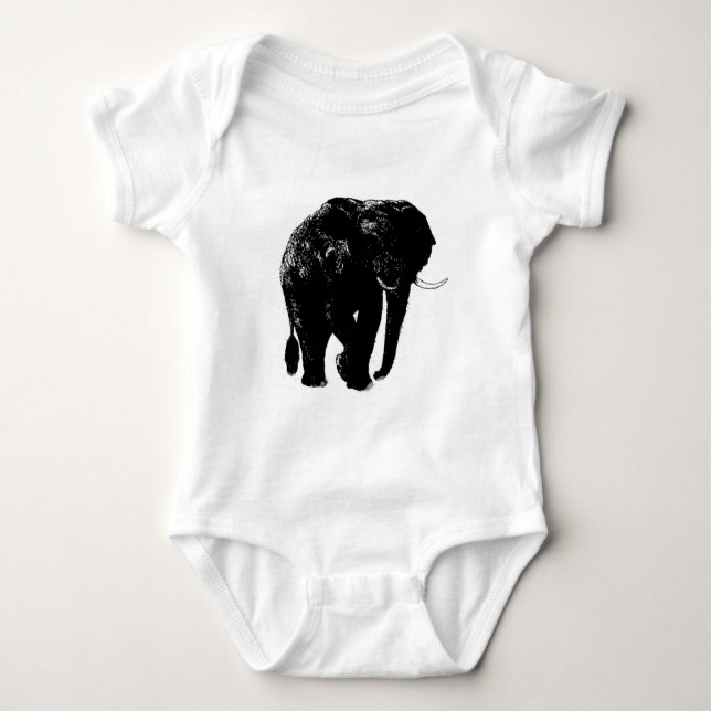 Body Para Bebê Silhueta de Elefante Preto (Frente)