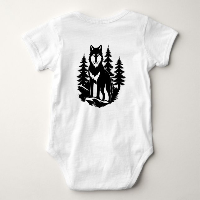 Body Para Bebê Silhueta de Lobo na Floresta (Verso)