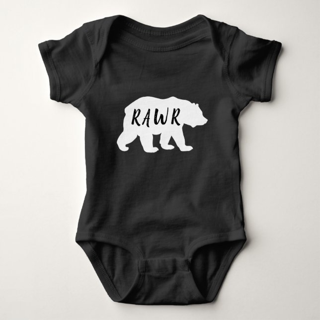 Body Para Bebê Silhur de Urso Negro e Branco (Frente)