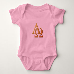 Body Para Bebê Símbolo Alfa e Omega do ouro "3-D"