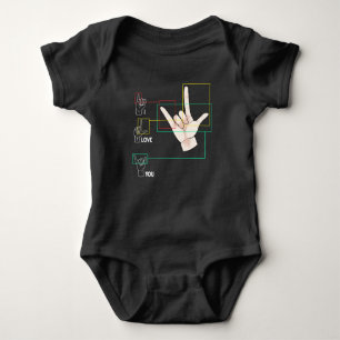 Body Para Bebê Símbolo Americano Sinal de Mão ASL Eu Amo Você