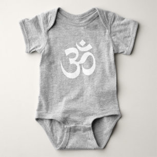 Body Para Bebê Símbolo budista hindu Om branco Yoga