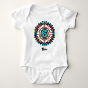 Body Para Bebê Símbolo Espiritual Mandala Om Turquesa Personaliza