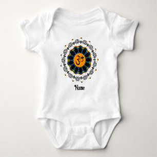 Body Para Bebê Símbolo Espiritual Mandala Yoga Om Blue Personaliz