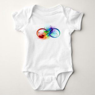 Body Para Bebê Símbolo Infinito com Pena Arco-Íris
