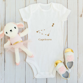 Body Para Bebê Símbolo Zodiac Moderno, Capricórnio Dourado | Elem