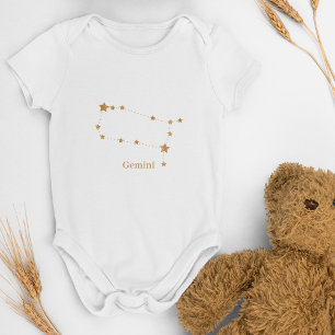 Body Para Bebê Símbolo Zodiac Moderno Gemini Dourado  Elemento a