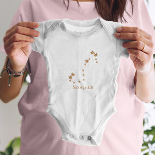 Body Para Bebê Símbolo Zodíaco Moderno Dourado Scorpius  Elemen