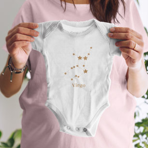 Body Para Bebê Símbolo Zodiano Moderno Dourado Virgo Elemento