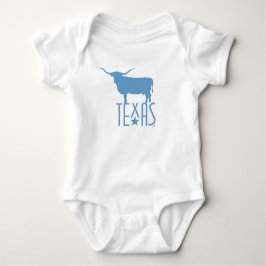 Body Para Bebê Símbolos do Texas, Longhorn, azul