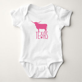 Body Para Bebê Símbolos do Texas, Longhorn, rosa