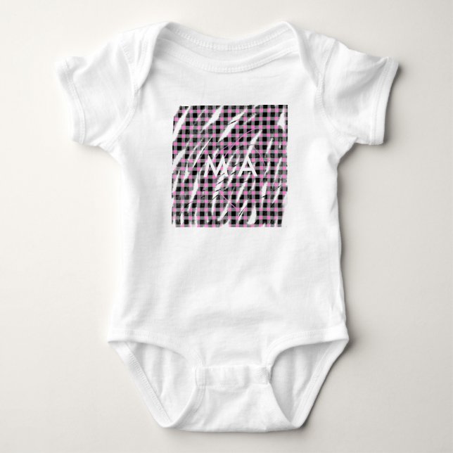 Body Para Bebê Simple monogram add your name letter man minimal t (Frente)