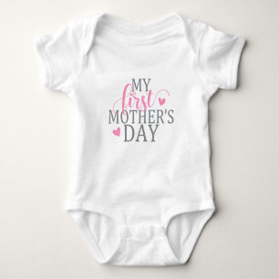 Body Para Bebê Simples e Elegante Meu primeiro Dia de as mães  F