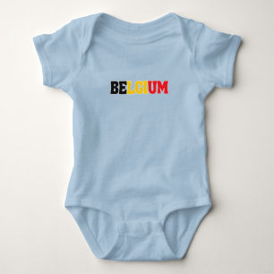 Body Para Bebê Simples Moderno Roupa de Bandeira Nacional da Bélg