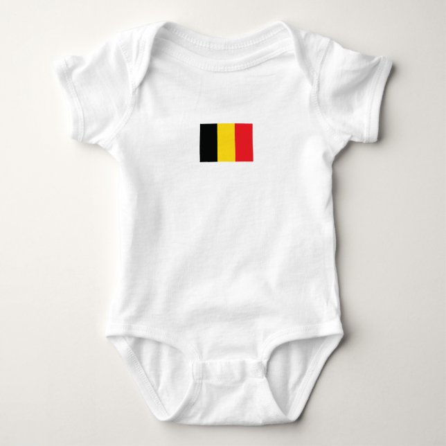 Body Para Bebê Simples Moderno Roupa de Bandeira Nacional da Bélg (Frente)