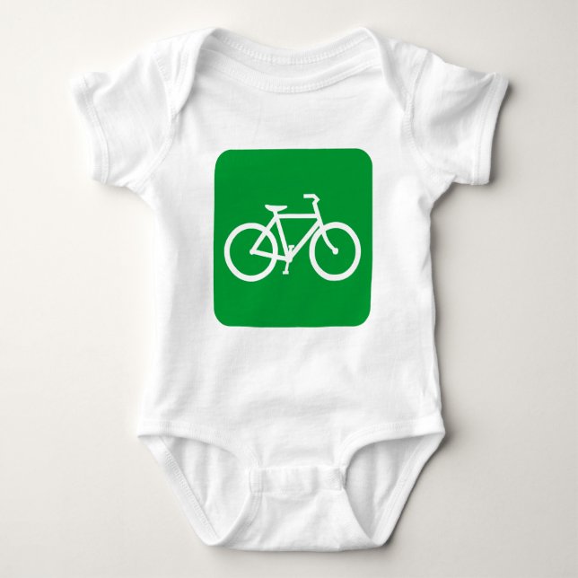 Body Para Bebê Sinal de Bicicleta - Verde de Grama (Frente)