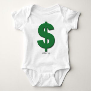 Body Para Bebê Sinal de dólar verde com estilo chanfrado