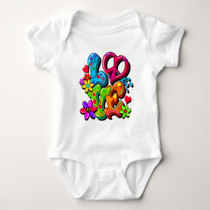 Body Para Bebê Sinal de Paz Hippy Hippie Anti-Guerra