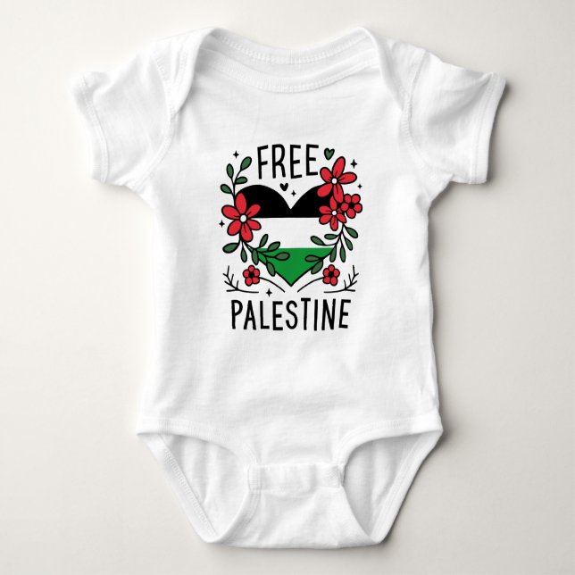 Body Para Bebê Sinalizador de palestina livre (Frente)