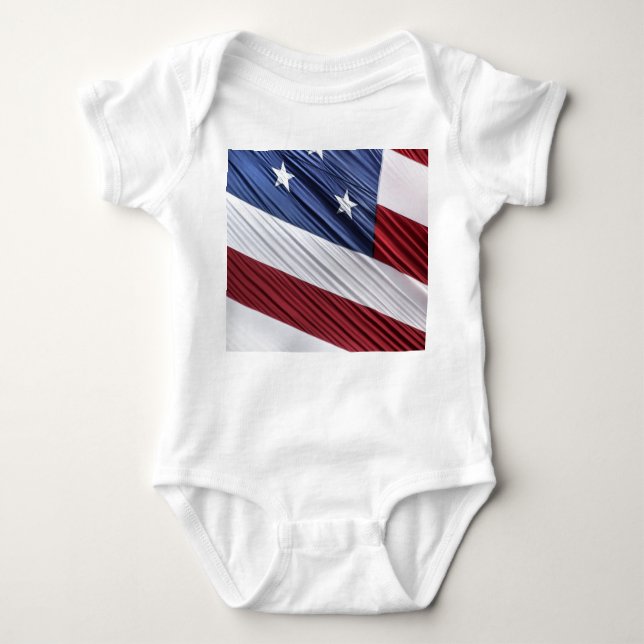 Body Para Bebê Sinalizador Patriótico Americano Vermelho, Branco  (Frente)