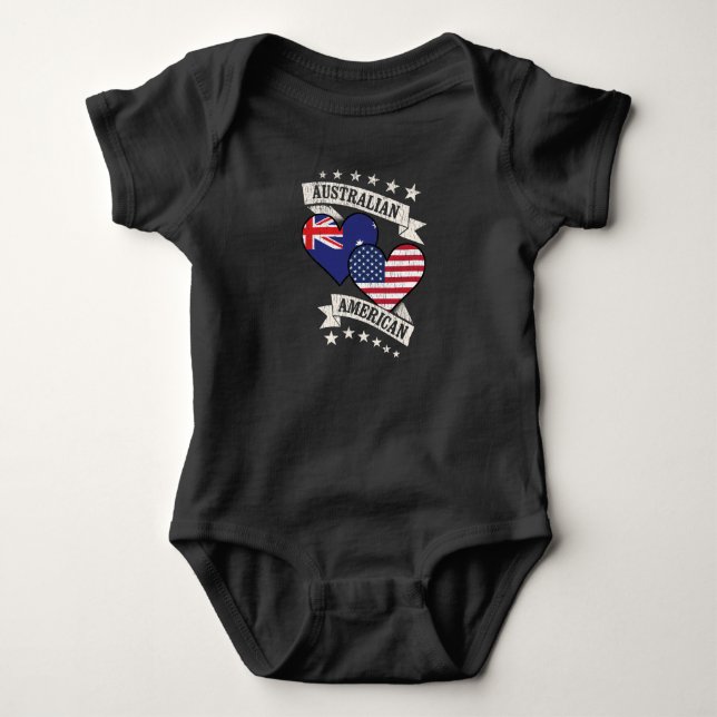 Body Para Bebê Sinalizadores de Coração Australianos Americanos - (Frente)