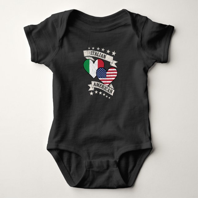 Body Para Bebê Sinalizadores do Coração Italiano Americano (Frente)