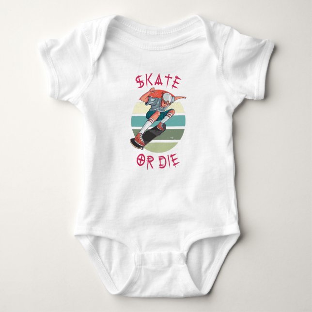 Body Para Bebê Skate ou morra Skateboarder Boy (Frente)