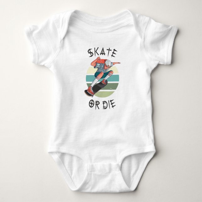 Body Para Bebê Skate ou morrer Skateboarder Boy (Frente)