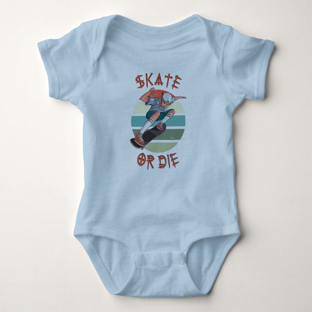Body Para Bebê Skate ou morrer Skateboarder Boy (Frente)