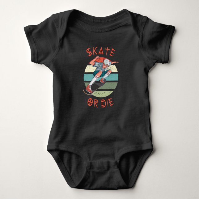 Body Para Bebê Skate ou morrer Skateboarder Boy (Frente)