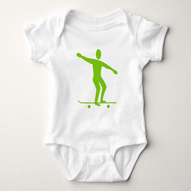 Body Para Bebê Skateboard - Verde marciano (Frente)
