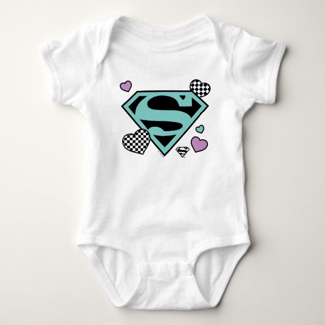 Body Para Bebê Skater Girl Supergirl Hearts-Shield (Frente)