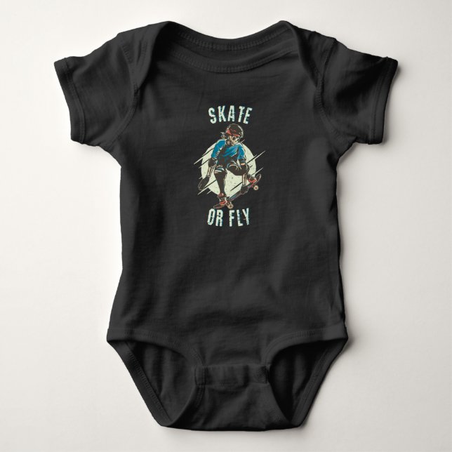 Body Para Bebê Skeleton de skate ou mosca (Frente)