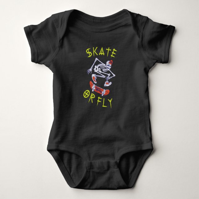 Body Para Bebê Skeleton de skate ou mosca (Frente)