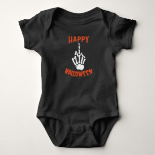 Body Para Bebê Skeleton Middle Finger Happy Halloween