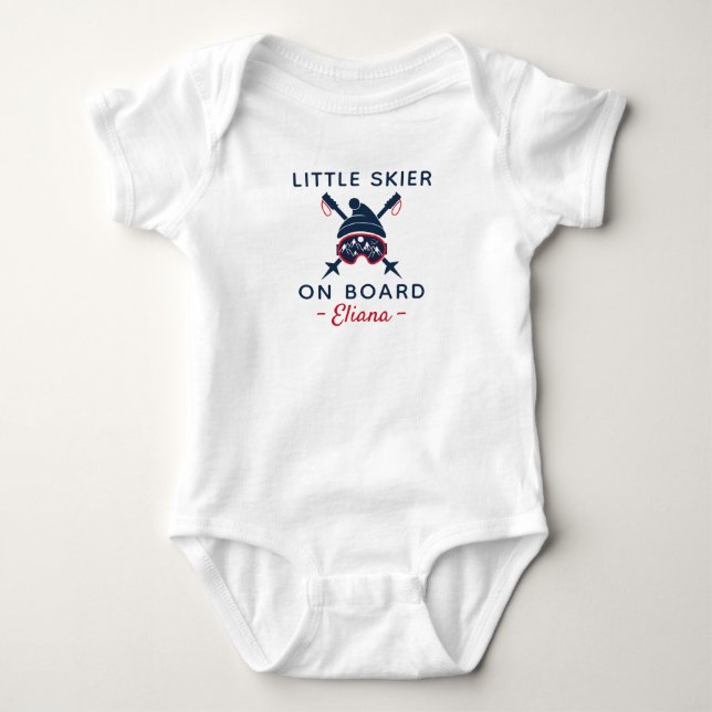 Body Para Bebê Skiing Baby Shower Little Skier on Board - Skiing (Frente)