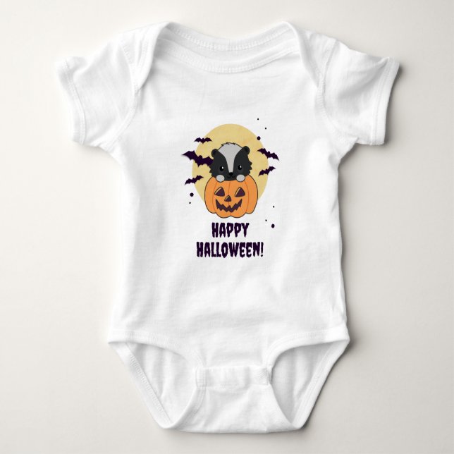 Body Para Bebê Skunk Pumpkin Cute Skunks Happy Halloween (Frente)